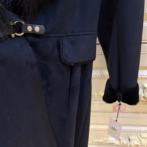 IVANKA TRUMP BLACK COAT WITH FAUX FUR TRIM SIZE M - Picture 10 of 15